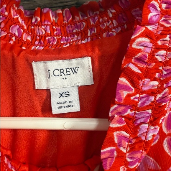 J. Crew Vibrant Red Blouse with Heart Motif - Picture 3 of 5